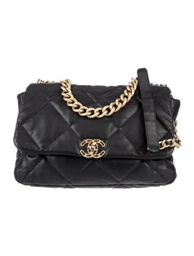 Pre-owned Chanel Maxi 19 Flap Bag In Black