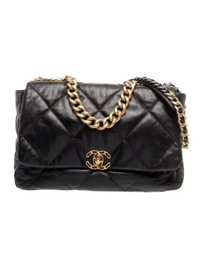 Pre-owned Chanel Maxi 19 Flap Bag In Black