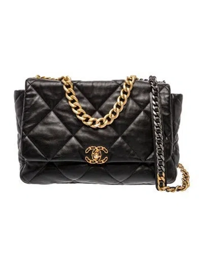 Pre-owned Chanel Maxi 19 Flap Bag In Black