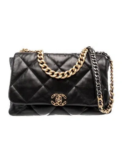 Pre-owned Chanel Maxi 19 Flap Bag In Black