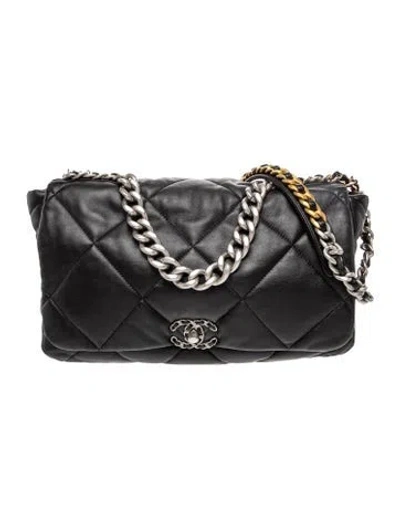 Pre-owned Chanel Maxi 19 Flap Bag In Black