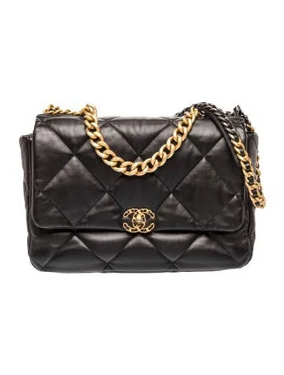 Pre-owned Chanel Maxi 19 Flap Bag In Black