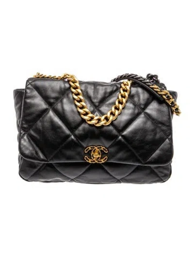 Pre-owned Chanel Maxi 19 Flap Bag In Black