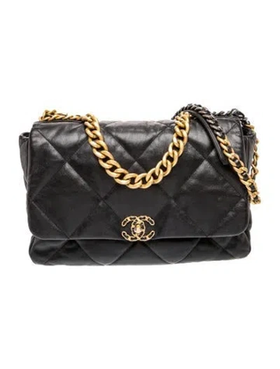 Pre-owned Chanel Maxi 19 Flap Bag In Black