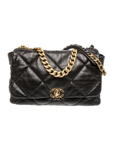 Pre-owned Chanel Maxi 19 Flap Bag In Black