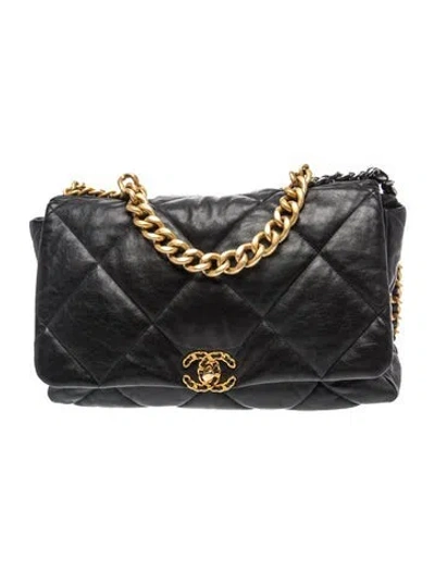 Pre-owned Chanel Maxi 19 Flap Bag In Black