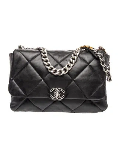 Pre-owned Chanel Maxi 19 Flap Bag In Black