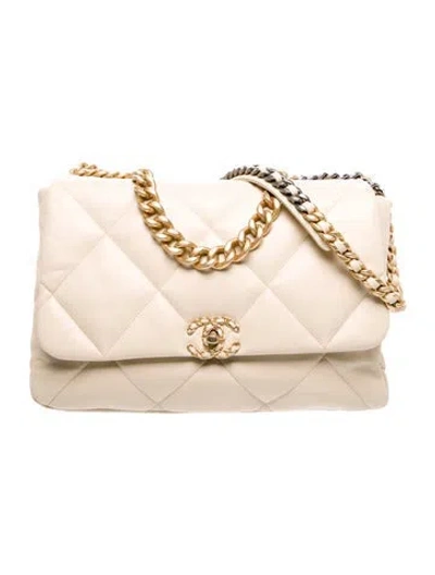Pre-owned Chanel Maxi 19 Flap Bag In Neutral