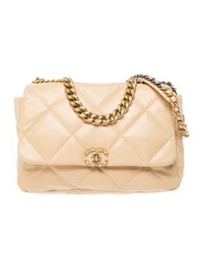 Pre-owned Chanel Maxi 19 Flap Bag In Neutral