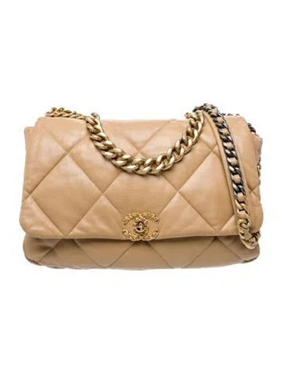 Pre-owned Chanel Maxi 19 Flap Bag In Neutrals