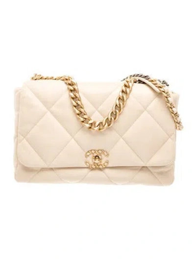 Pre-owned Chanel Maxi 19 Flap Bag In Neutrals
