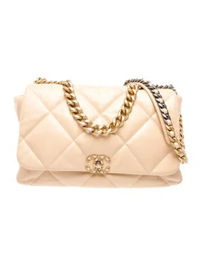 Pre-owned Chanel Maxi 19 Flap Bag In Neutrals