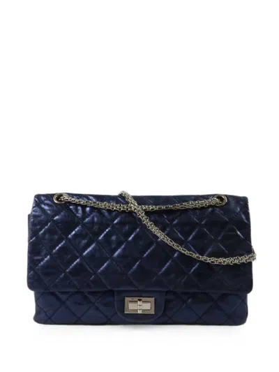 Pre-owned Chanel Maxi 2.55 Diamond-quilted Shoulder Bag In Blue