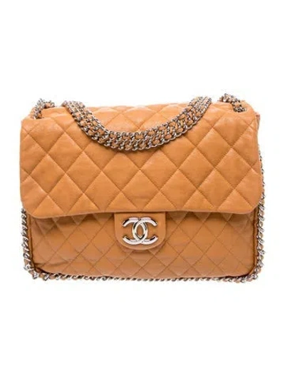 Pre-owned Chanel Maxi Chain Around Flap Bag In Brown