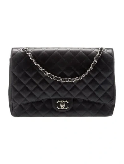 Pre-owned Chanel Maxi Classic Double Flap Bag In Black