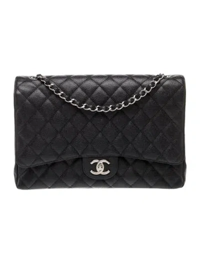 Pre-owned Chanel Maxi Classic Double Flap Bag In Black