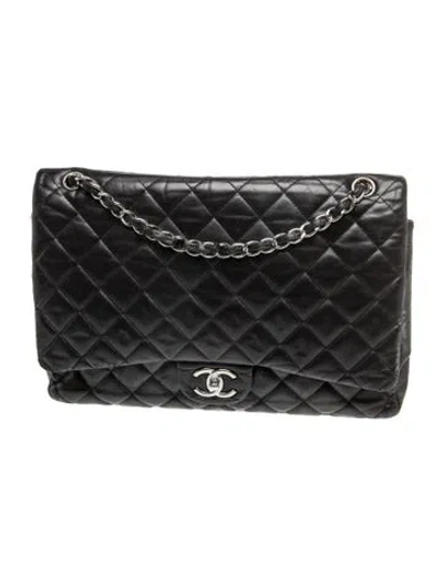 Pre-owned Chanel Maxi Classic Double Flap Bag In Black