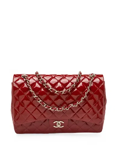 Pre-owned Chanel Maxi Classic Double Flap Quilted Shoulder Bag In Red