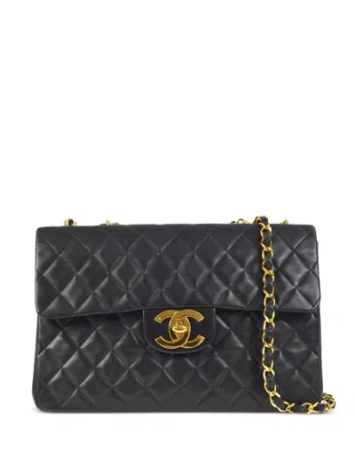 Pre-owned Chanel Maxi Classic Flap Shoulder Bag In Black