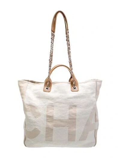 Pre-owned Chanel Maxi Deauville Shopping Tote In Neutral