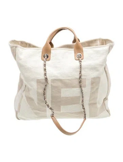Pre-owned Chanel Maxi Deauville Shopping Tote In Neutral