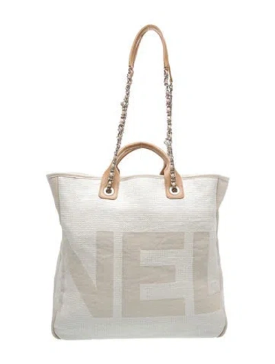 Pre-owned Chanel Maxi Deauville Shopping Tote W/tags In Neutral