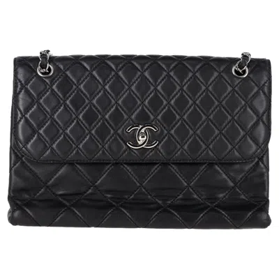 Pre-owned Chanel Maxi Quilted In The Business Flap Bag In Black Calfskin Leather