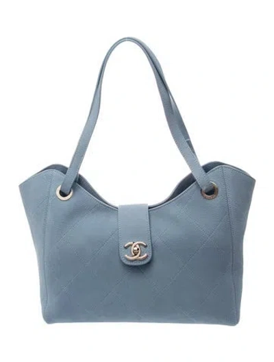 Pre-owned Chanel Maxi Shopping Bag In Blue