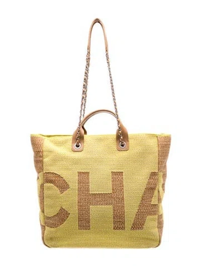 Pre-owned Chanel Maxi Shopping Tote In Yellow