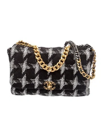 Pre-owned Chanel Maxi Tweed 19 Bag In Black