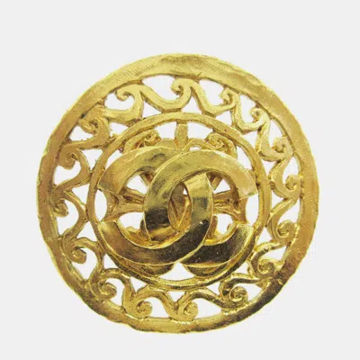 Pre-owned Chanel Medallion Brooch Pin Gold