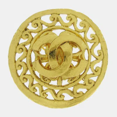 Pre-owned Chanel Medallion Brooch Pin Gold