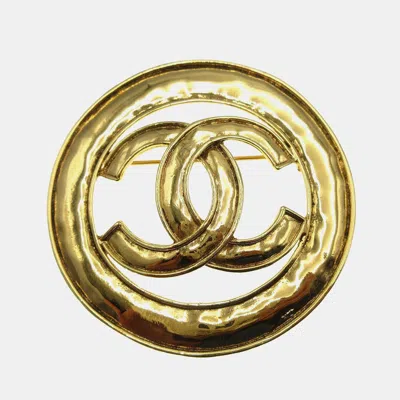 Pre-owned Chanel Medallion Brooch Pin Gold