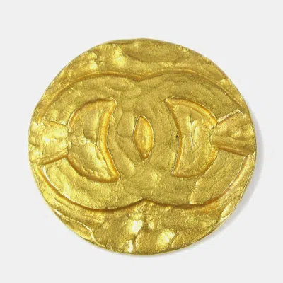 Pre-owned Chanel Medallion Brooch Pin Gold