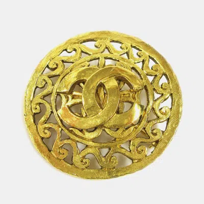Pre-owned Chanel Medallion Brooch Pin Gold