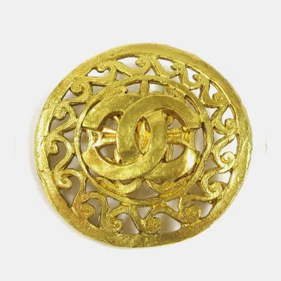 Pre-owned Chanel Medallion Brooch Pin Gold