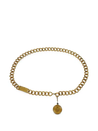 Pre-owned Chanel Medallion Curb-link Belt In Gold