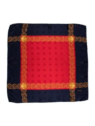 Pre-owned Chanel Medallion Silk Scarf In Multi