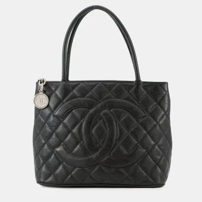 Pre-owned Chanel Medallion Tote Black Caviar Leather