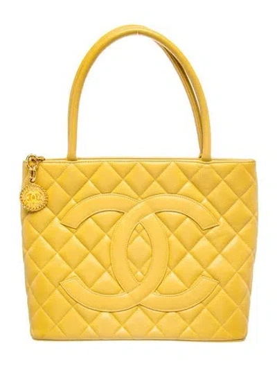 Pre-owned Chanel Medallion Tote In Yellow