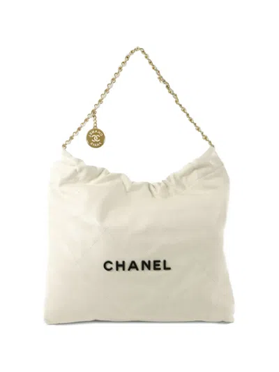 Pre-owned Chanel Medium 22  Tote Bag In White