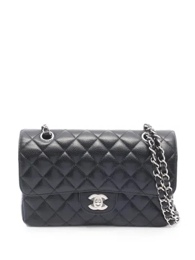 Pre-owned Chanel Medium Black Quilted Caviar Leather Cross Body Bag