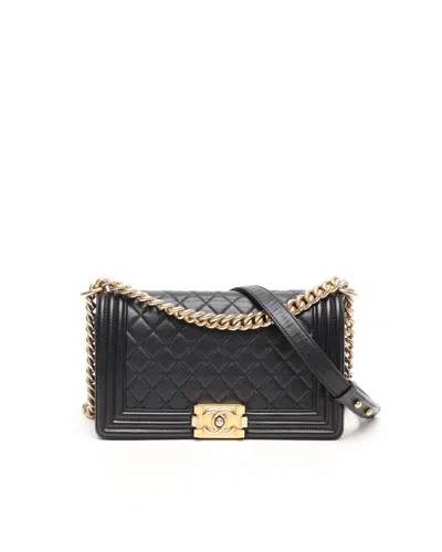 Pre-owned Chanel Medium Boy Bag In Black