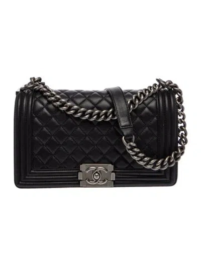 Pre-owned Chanel Medium Boy Bag In Black