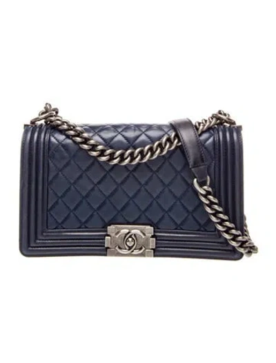 Pre-owned Chanel Medium Boy Bag In Blue