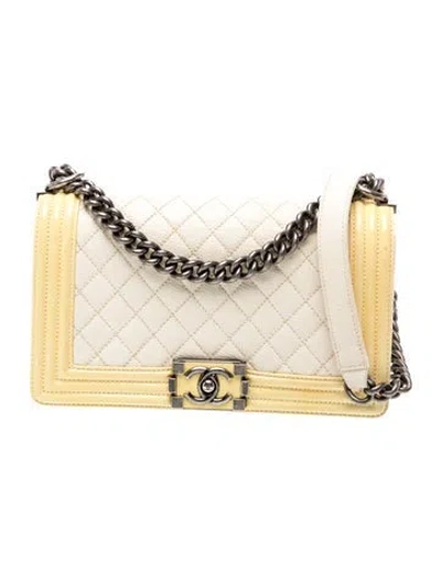Pre-owned Chanel Medium Boy Bag In Neutral