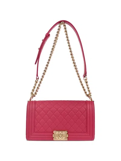 Pre-owned Chanel Medium Boy Chain Shoulder Bag In Pink
