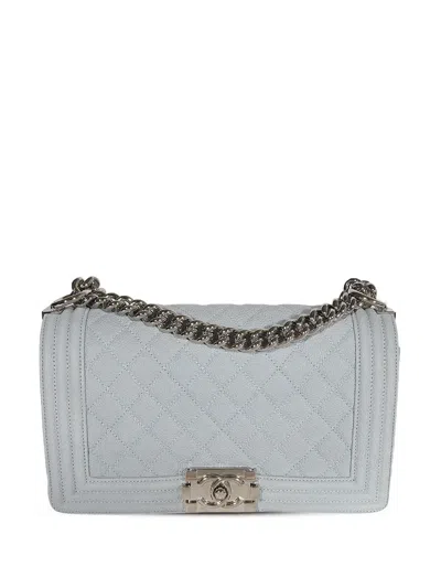 Pre-owned Chanel Medium Boy Shoulder Bag In Blue