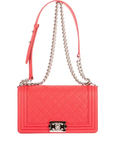 Pre-owned Chanel Medium Boy Shoulder Bag In Red