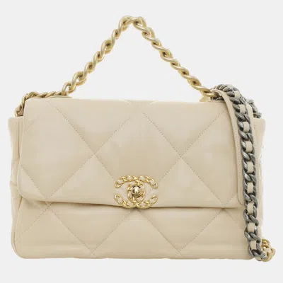 Pre-owned Chanel Medium C19 Bag In Sand